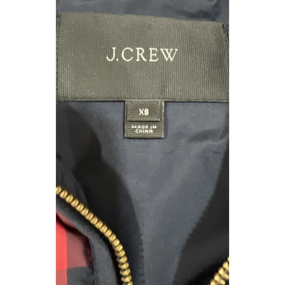 J. CREW Excursion Puffer Down Vest Tartan Buffalo Plaid Red Navy B0255  XS